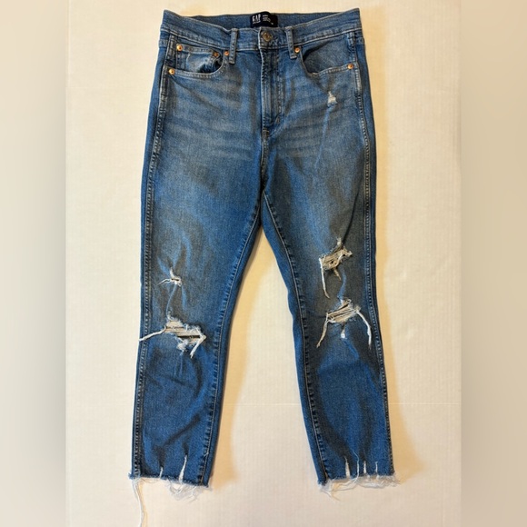 Gap Denim High Rise Vintage Slim distressed raw hem jeans size 8/29 short - Picture 6 of 6